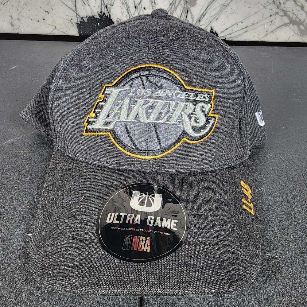 New w Tags Lakers Gray Relaxed Fit Camo Under Bill Baseball Hat / Cap Ultra Game